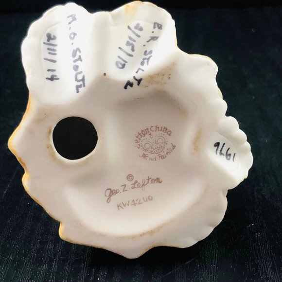 Vintage Bisque Porcelain Lefton February Girl Ponytail Violets Girl of the Month - Picture 6 of 9